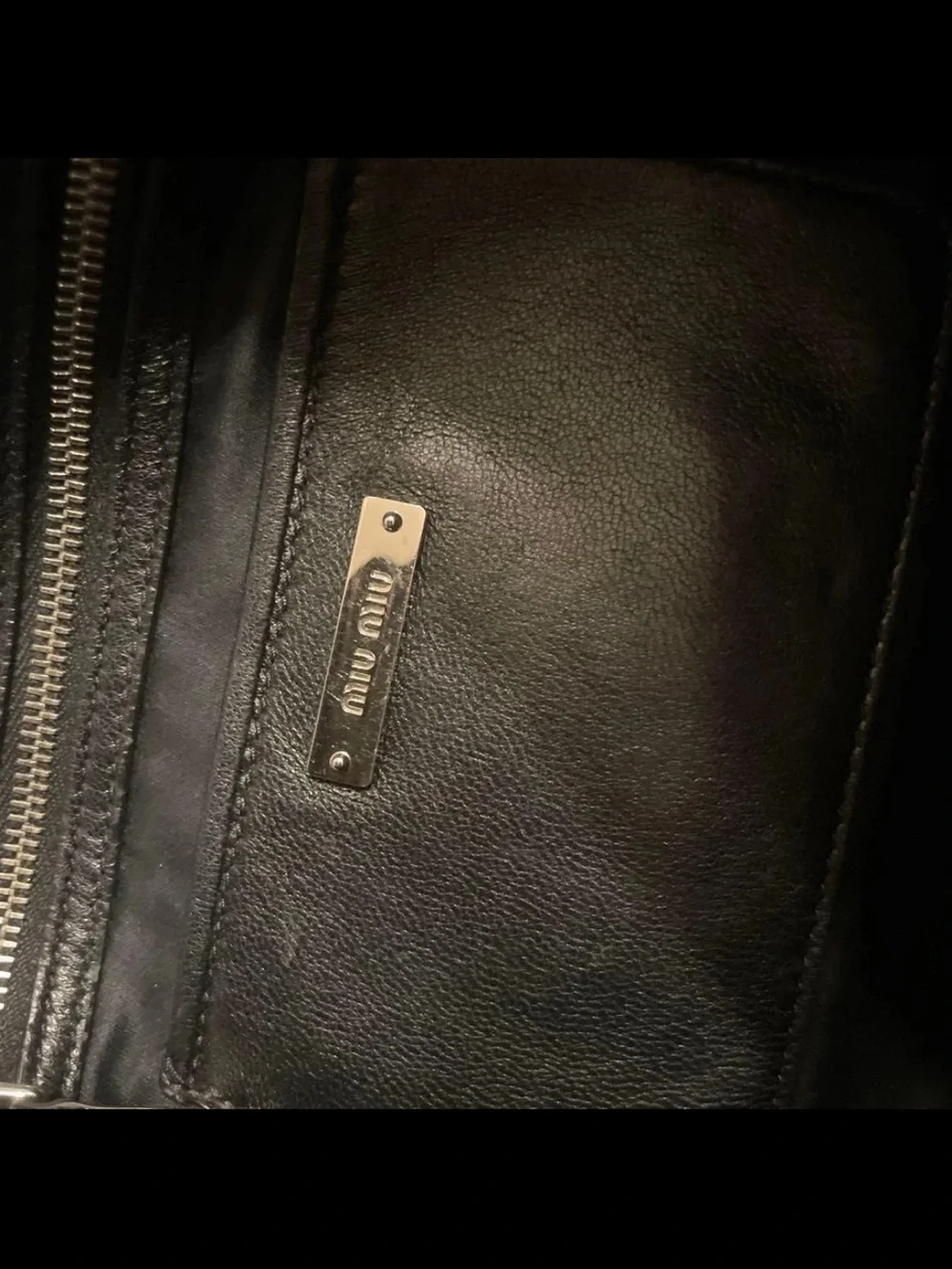 Miu Miu Black Quilted Leather Shoulder Bag with Crystal-Strap